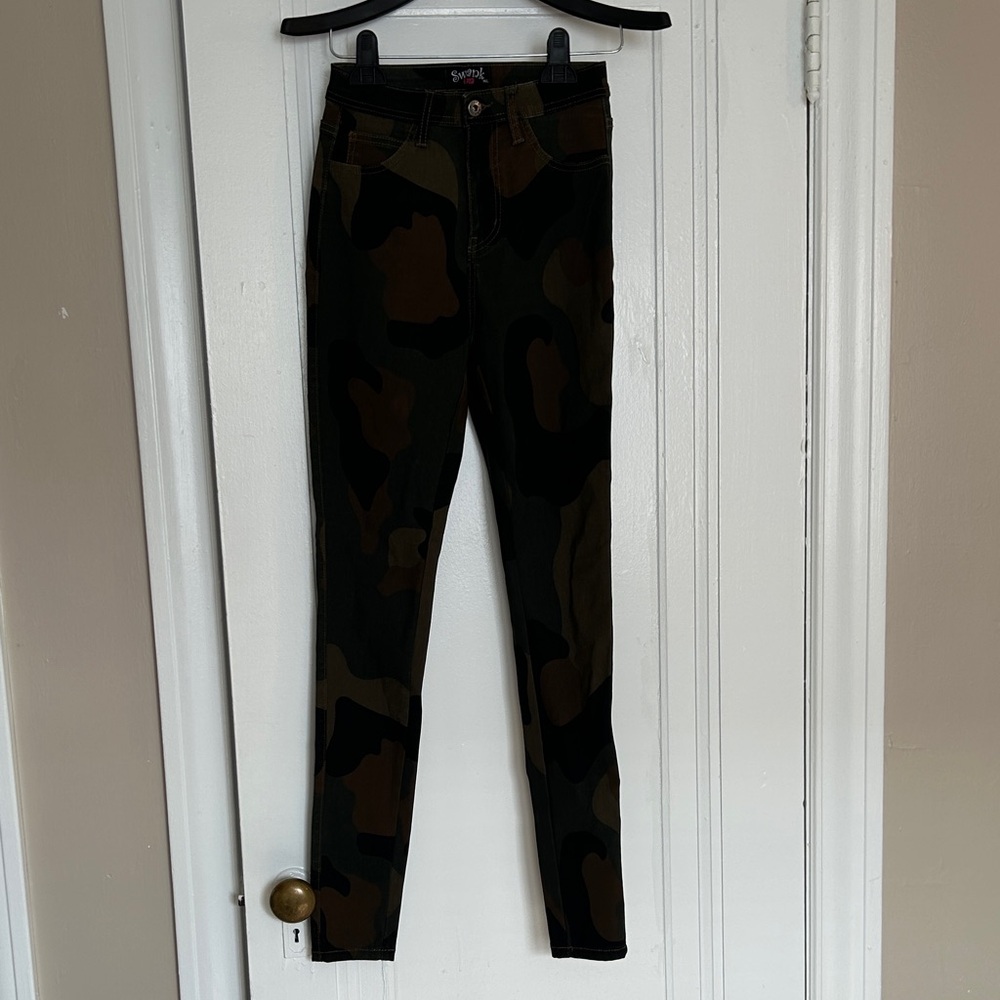 SWANK Black and Brown Super Stretch Camo Skinny Jeans